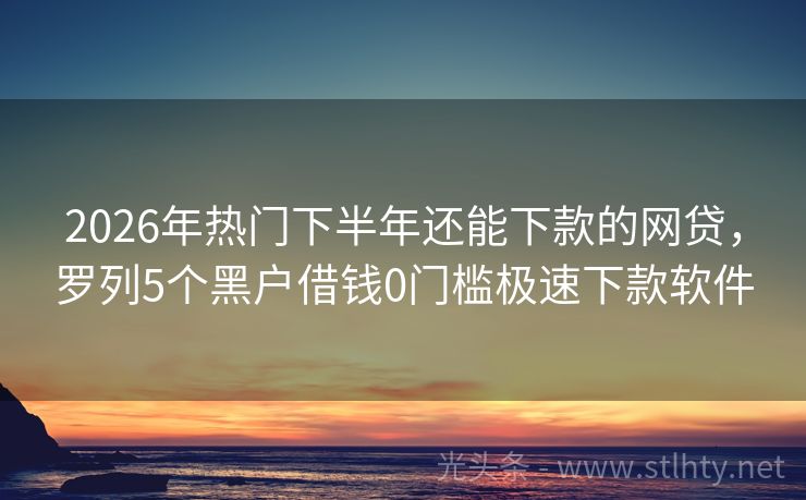 2026年热门下半年还能下款的网贷，罗列5个黑户借钱0门槛极速下款软件