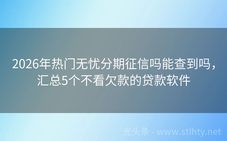 2026年热门无忧分期征信吗能查到吗，汇总5个不看欠款的贷款软件