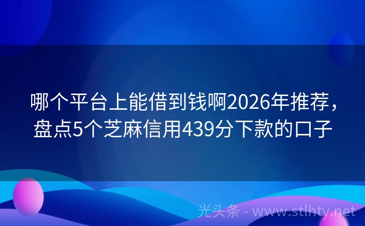 哪个平台上能借到钱啊2026年推荐，盘点5个芝麻信用439分下款的口子