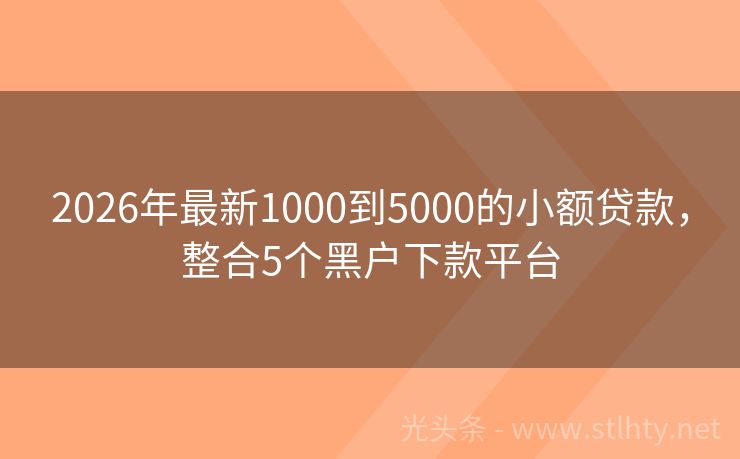 2026年最新1000到5000的小额贷款，整合5个黑户下款平台