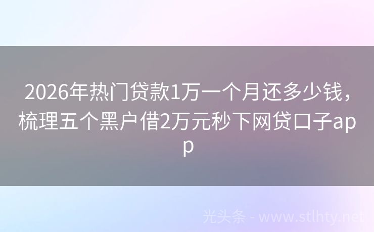 2026年热门贷款1万一个月还多少钱，梳理五个黑户借2万元秒下网贷口子app