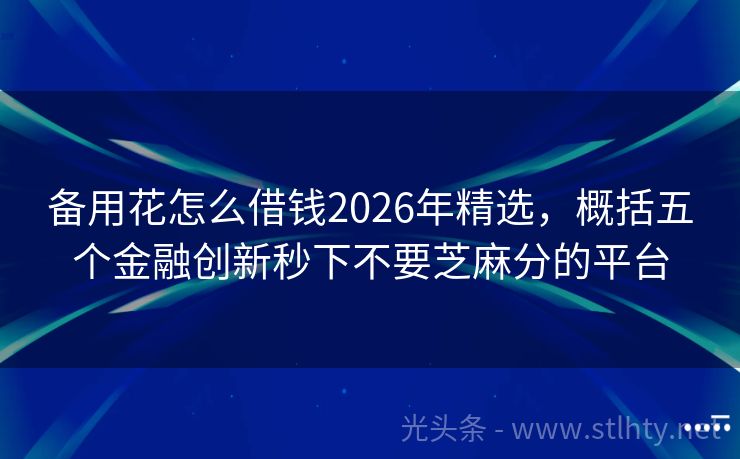 备用花怎么借钱2026年精选，概括五个金融创新秒下不要芝麻分的平台