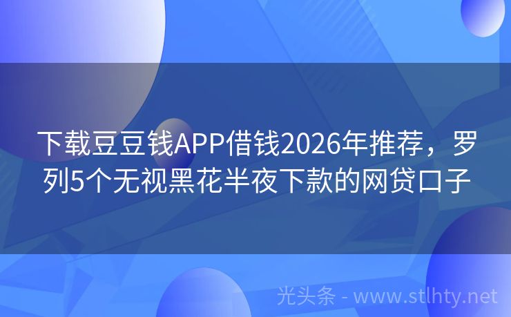 下载豆豆钱APP借钱2026年推荐，罗列5个无视黑花半夜下款的网贷口子