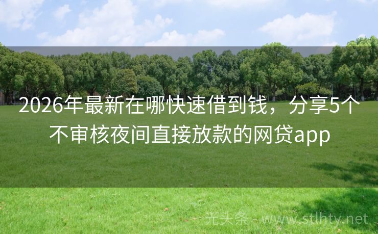 2026年最新在哪快速借到钱，分享5个不审核夜间直接放款的网贷app