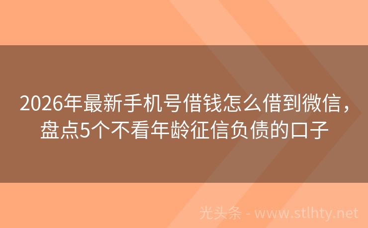 2026年最新手机号借钱怎么借到微信，盘点5个不看年龄征信负债的口子