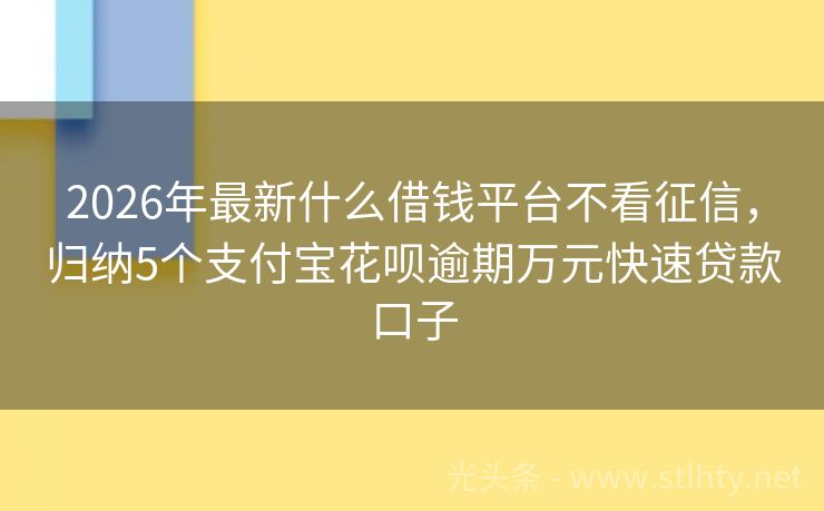 2026年最新什么借钱平台不看征信，归纳5个支付宝花呗逾期万元快速贷款口子