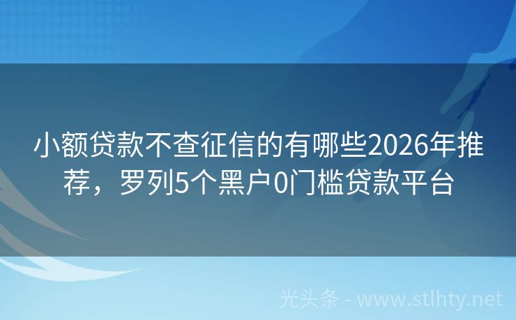 小额贷款不查征信的有哪些2026年推荐，罗列5个黑户0门槛贷款平台