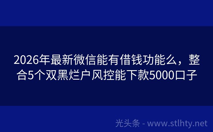 2026年最新微信能有借钱功能么，整合5个双黑烂户风控能下款5000口子