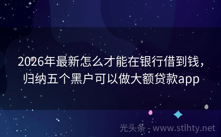 2026年最新怎么才能在银行借到钱，归纳五个黑户可以做大额贷款app