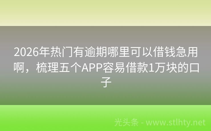 2026年热门有逾期哪里可以借钱急用啊，梳理五个APP容易借款1万块的口子