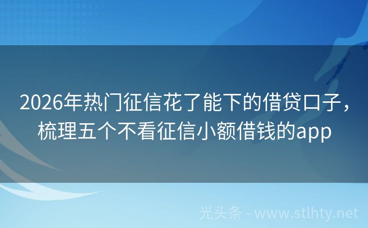 2026年热门征信花了能下的借贷口子，梳理五个不看征信小额借钱的app