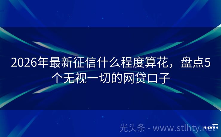 2026年最新征信什么程度算花，盘点5个无视一切的网贷口子