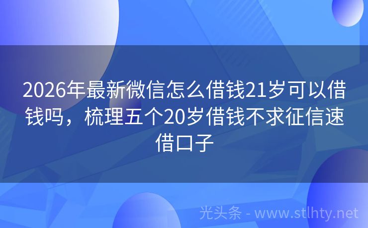 2026年最新微信怎么借钱21岁可以借钱吗，梳理五个20岁借钱不求征信速借口子