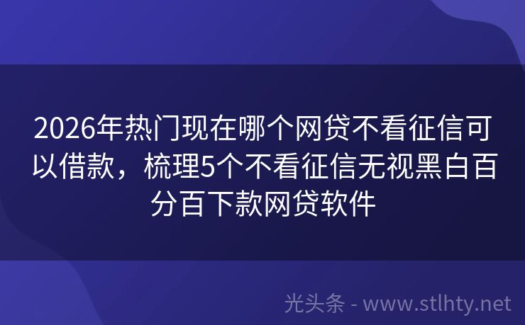 2026年热门现在哪个网贷不看征信可以借款，梳理5个不看征信无视黑白百分百下款网贷软件
