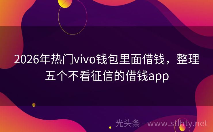 2026年热门vivo钱包里面借钱，整理五个不看征信的借钱app