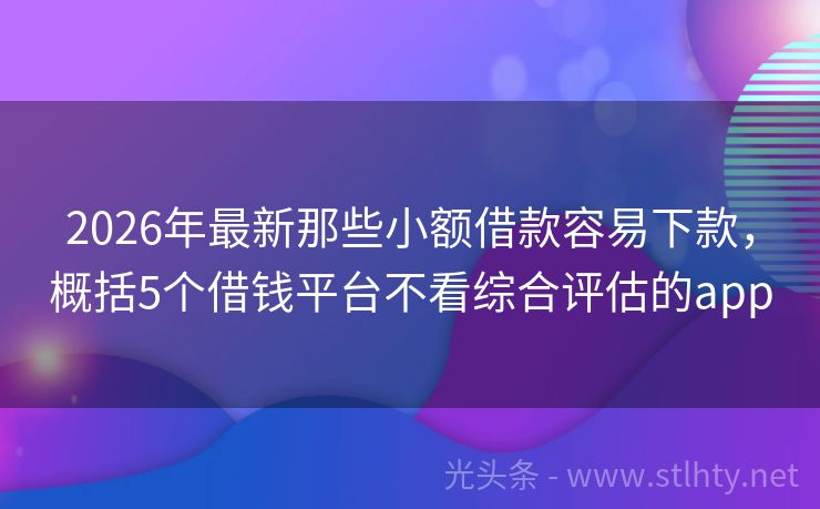 2026年最新那些小额借款容易下款，概括5个借钱平台不看综合评估的app
