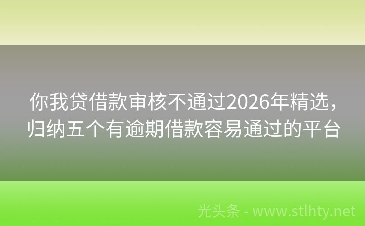 你我贷借款审核不通过2026年精选，归纳五个有逾期借款容易通过的平台