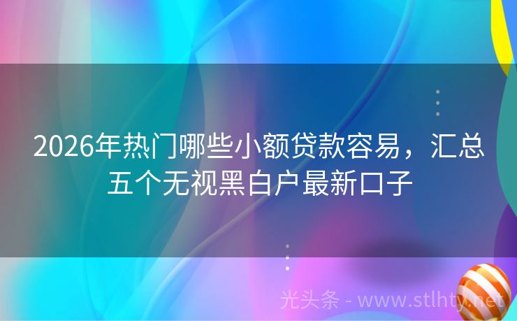 2026年热门哪些小额贷款容易，汇总五个无视黑白户最新口子