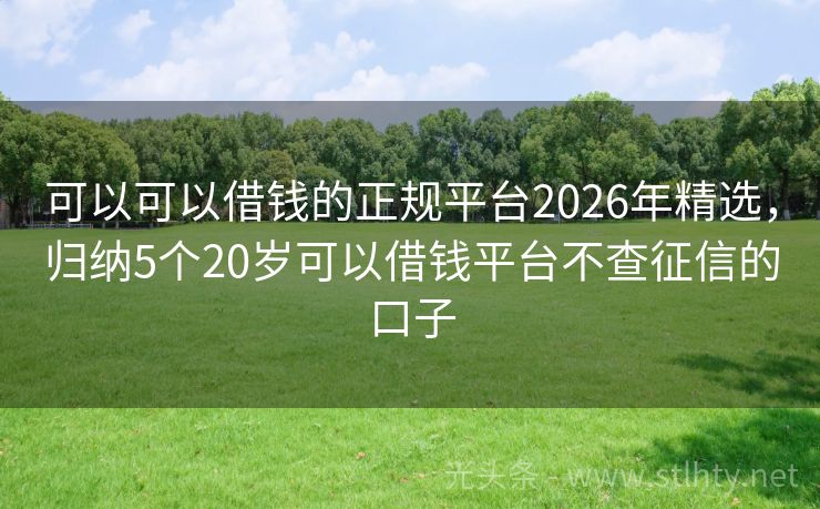 可以可以借钱的正规平台2026年精选，归纳5个20岁可以借钱平台不查征信的口子