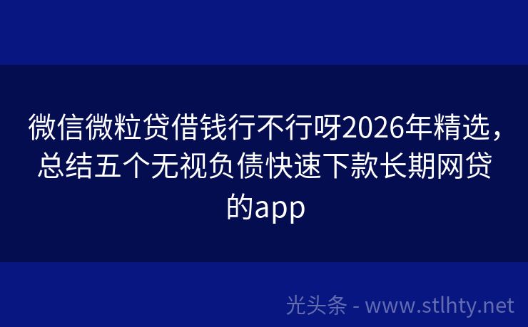 微信微粒贷借钱行不行呀2026年精选，总结五个无视负债快速下款长期网贷的app