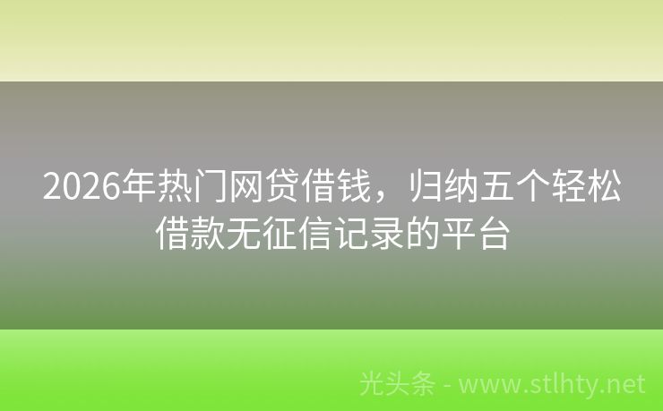 2026年热门网贷借钱，归纳五个轻松借款无征信记录的平台