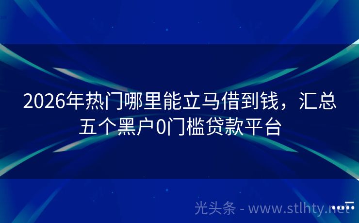 2026年热门哪里能立马借到钱，汇总五个黑户0门槛贷款平台