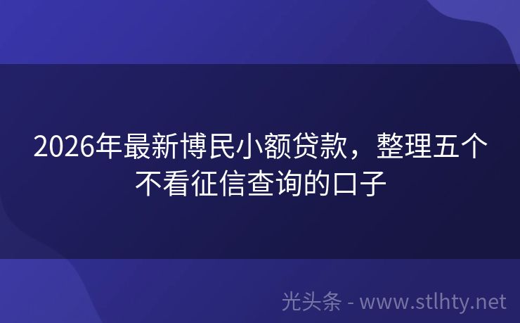 2026年最新博民小额贷款，整理五个不看征信查询的口子