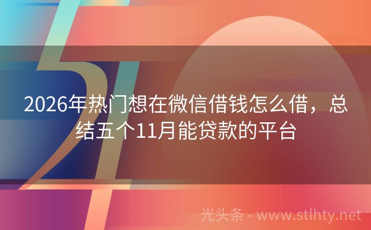 2026年热门想在微信借钱怎么借，总结五个11月能贷款的平台