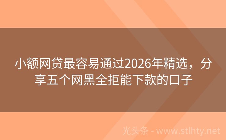 小额网贷最容易通过2026年精选，分享五个网黑全拒能下款的口子