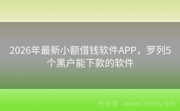 2026年最新小额借钱软件APP，罗列5个黑户能下款的软件