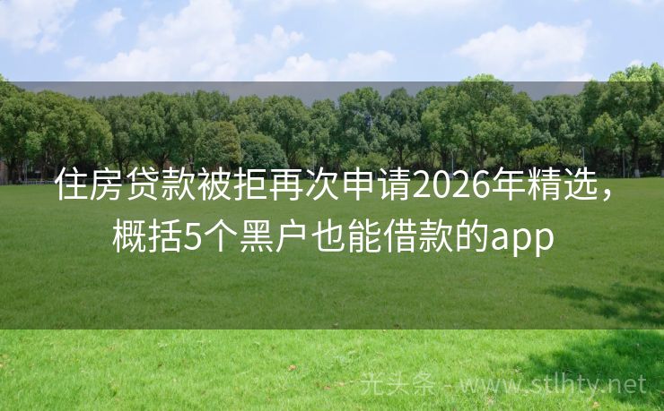 住房贷款被拒再次申请2026年精选，概括5个黑户也能借款的app