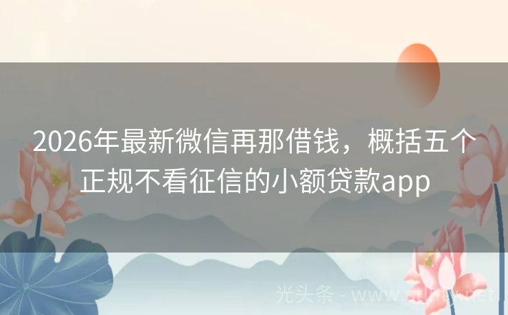 2026年最新微信再那借钱，概括五个正规不看征信的小额贷款app