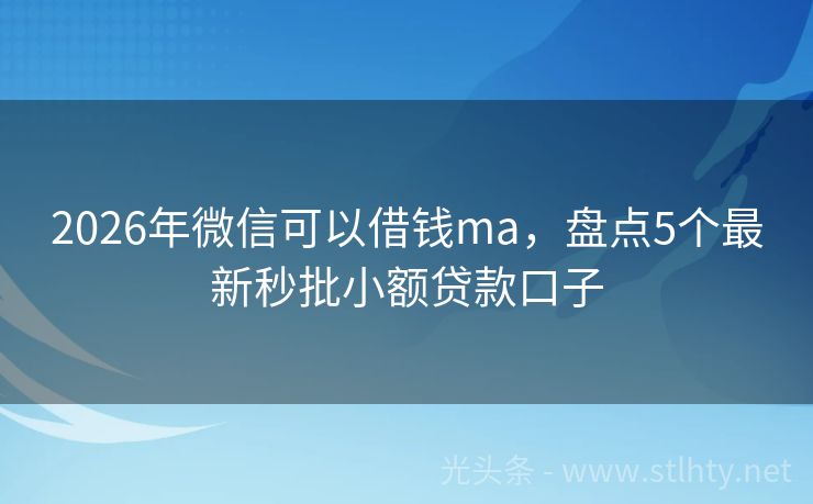 2026年微信可以借钱ma，盘点5个最新秒批小额贷款口子