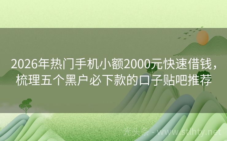 2026年热门手机小额2000元快速借钱，梳理五个黑户必下款的口子贴吧推荐