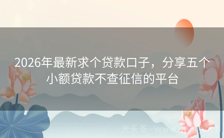 2026年最新求个贷款口子，分享五个小额贷款不查征信的平台