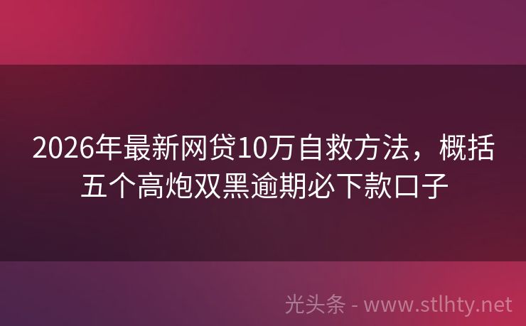 2026年最新网贷10万自救方法，概括五个高炮双黑逾期必下款口子