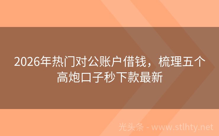 2026年热门对公账户借钱，梳理五个高炮口子秒下款最新
