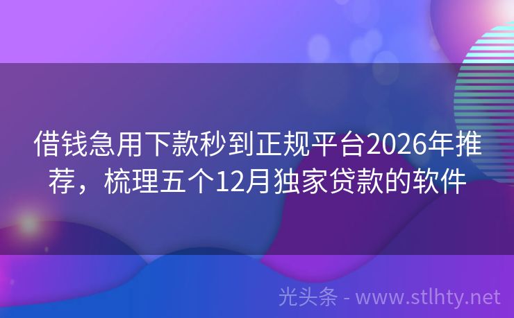 借钱急用下款秒到正规平台2026年推荐，梳理五个12月独家贷款的软件