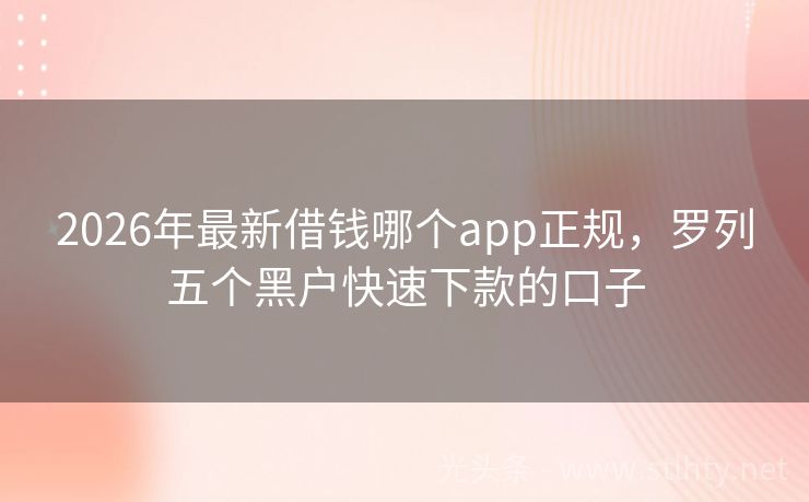 2026年最新借钱哪个app正规，罗列五个黑户快速下款的口子