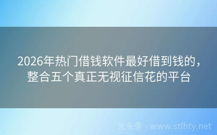 2026年热门借钱软件最好借到钱的，整合五个真正无视征信花的平台