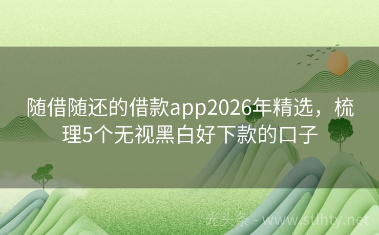 随借随还的借款app2026年精选，梳理5个无视黑白好下款的口子