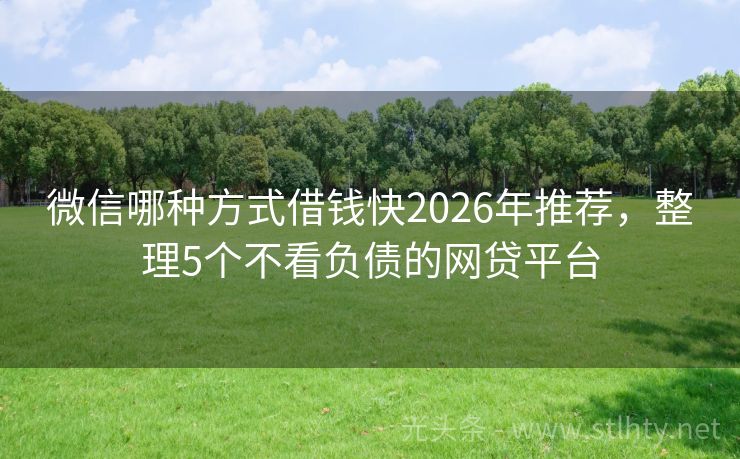 微信哪种方式借钱快2026年推荐，整理5个不看负债的网贷平台