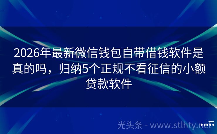 2026年最新微信钱包自带借钱软件是真的吗，归纳5个正规不看征信的小额贷款软件