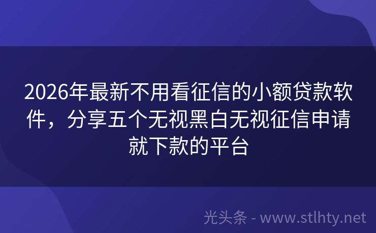 2026年最新不用看征信的小额贷款软件，分享五个无视黑白无视征信申请就下款的平台