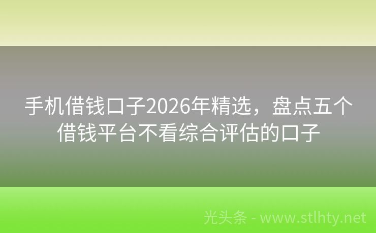 手机借钱口子2026年精选，盘点五个借钱平台不看综合评估的口子