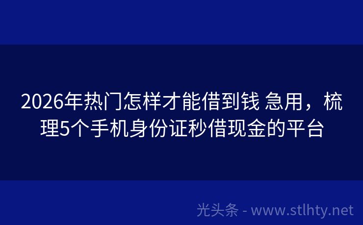 2026年热门怎样才能借到钱 急用，梳理5个手机身份证秒借现金的平台