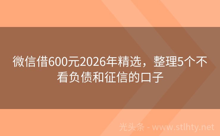 微信借600元2026年精选，整理5个不看负债和征信的口子