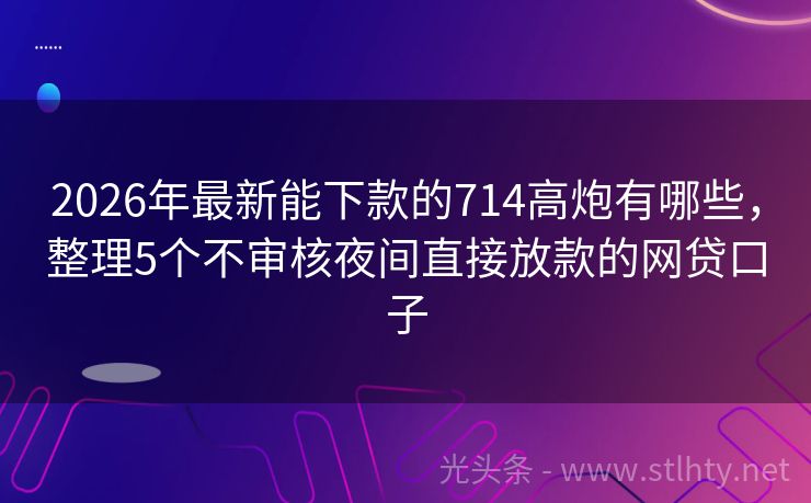 2026年最新能下款的714高炮有哪些，整理5个不审核夜间直接放款的网贷口子