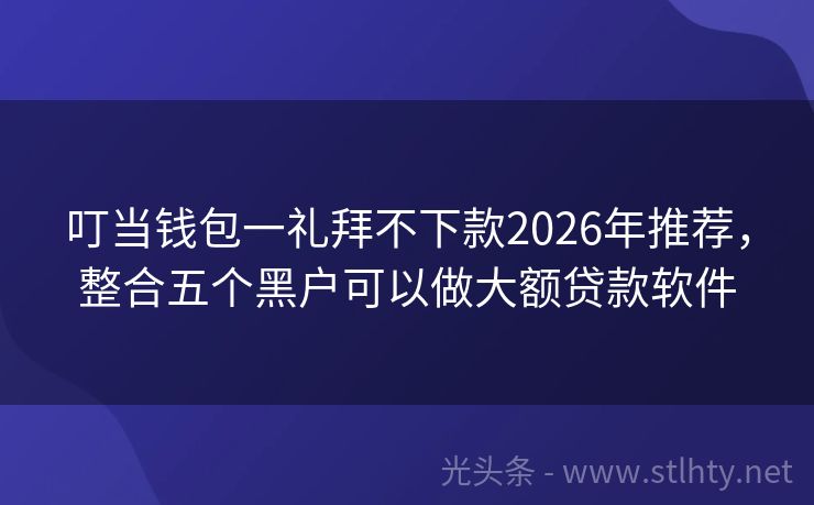 叮当钱包一礼拜不下款2026年推荐，整合五个黑户可以做大额贷款软件
