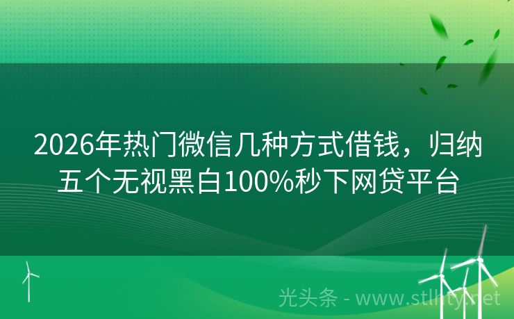 2026年热门微信几种方式借钱，归纳五个无视黑白100%秒下网贷平台